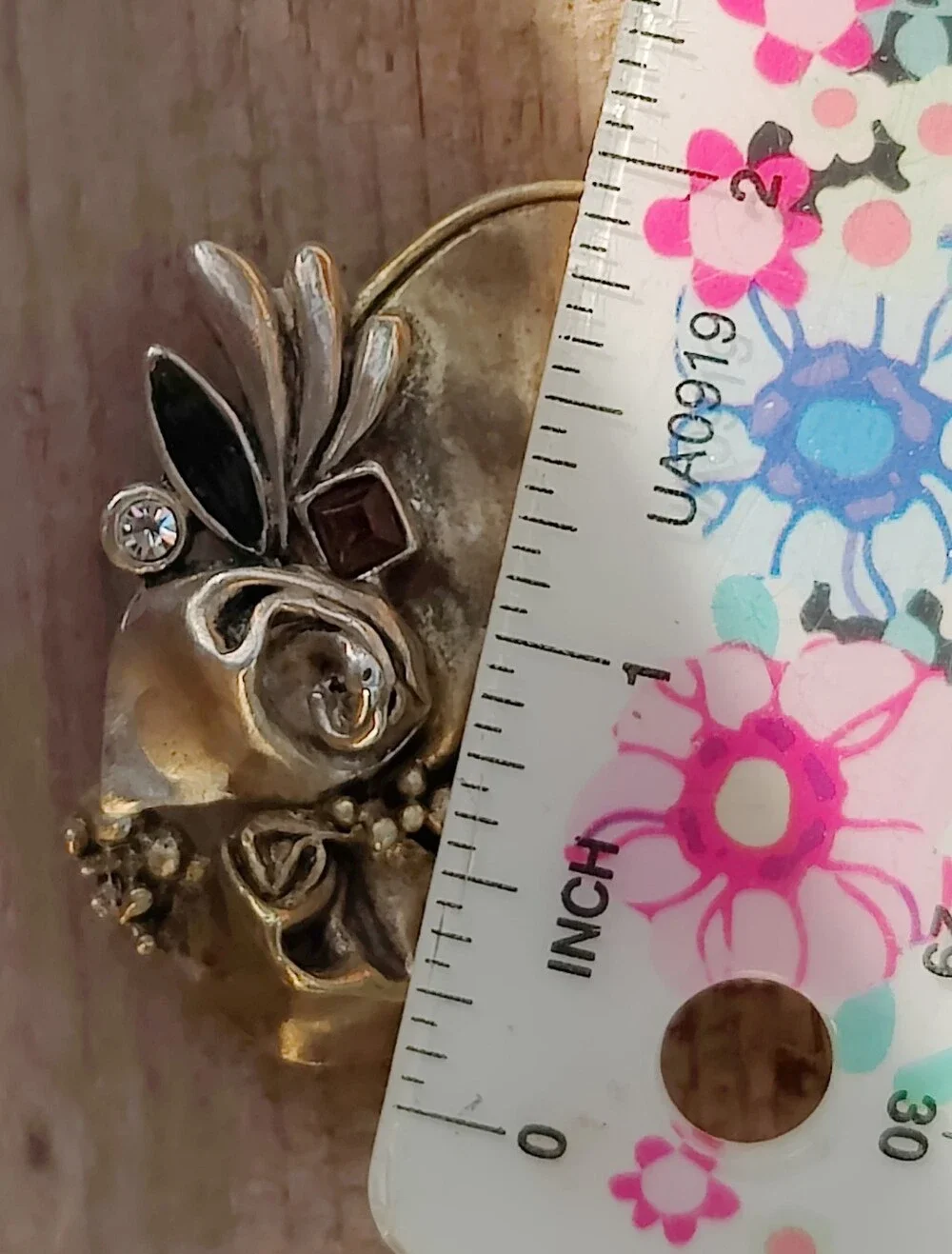 Vintage Sterling Artisan Gemstone Brooch